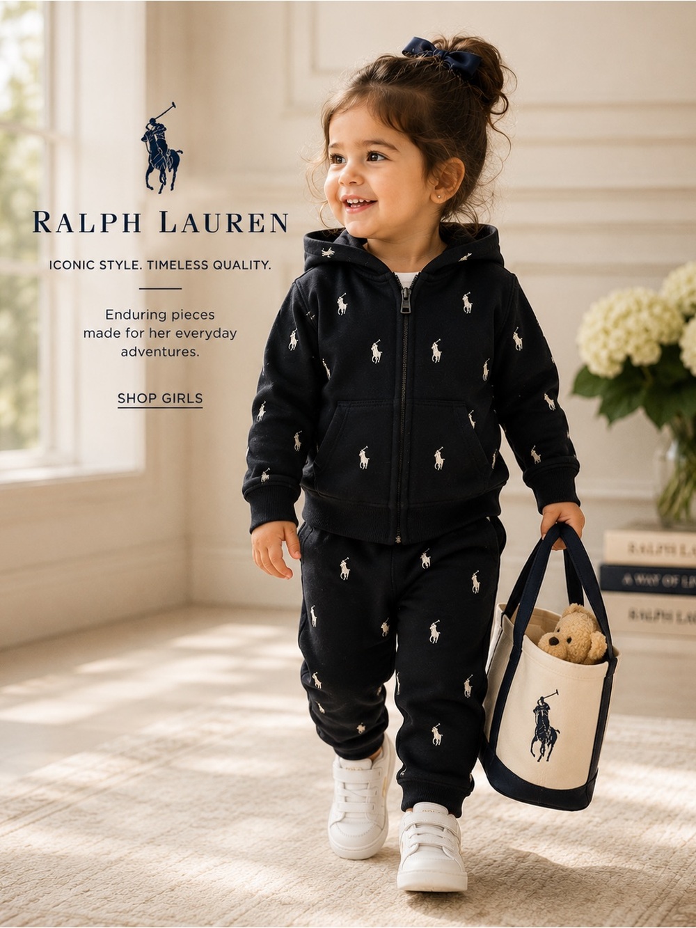 Ralph Lauren Black Girls Polo Pony Hoodie & Jogger Set